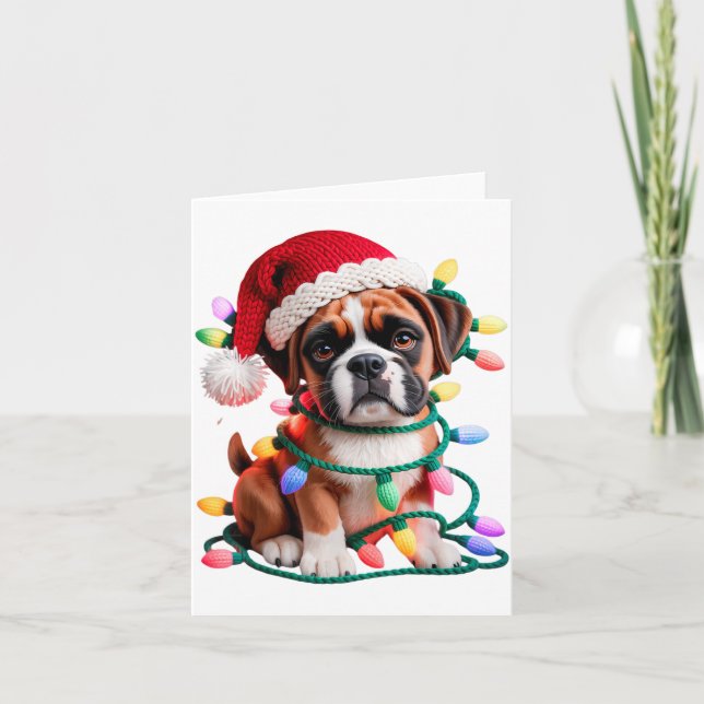 Yarn Boxer Dog Sewing Knitting Crocheting Christma Karte (Vorderseite)