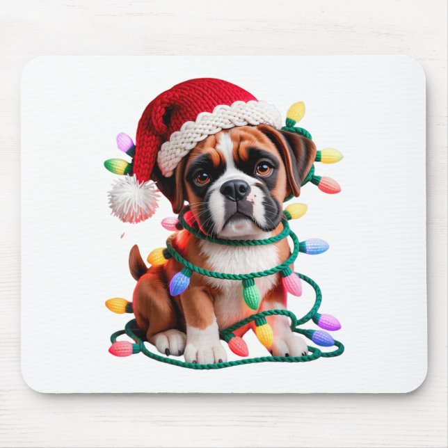 Yarn Boxer Dog Sewing Knitting Crocheting Christma Mousepad (Vorne)