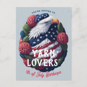 Yarn Craft 4. Juli Patriotic Independence Day Postkarte