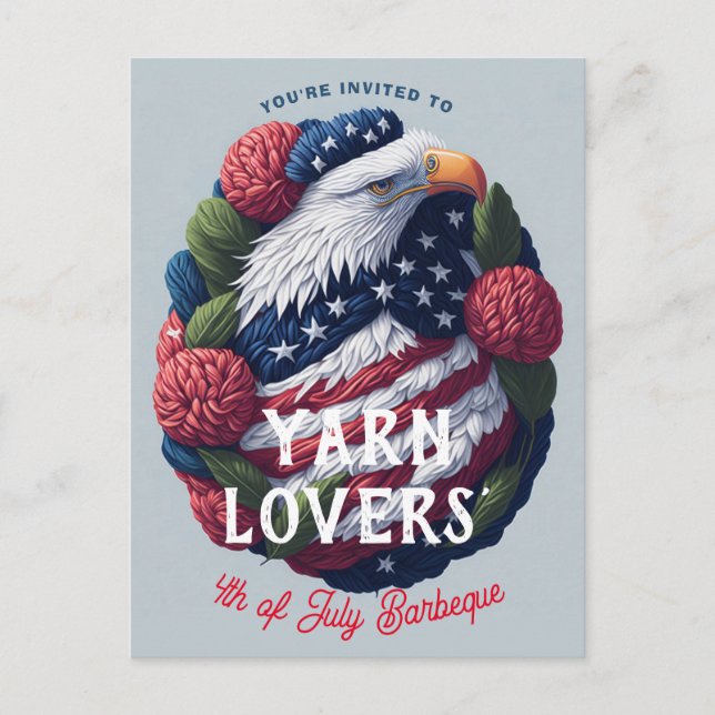 Yarn Craft 4. Juli Patriotic Independence Day Postkarte (Vorderseite)