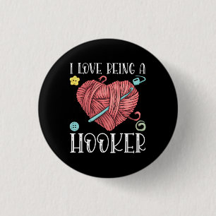 Yarn Crocheting Knitting Day Button