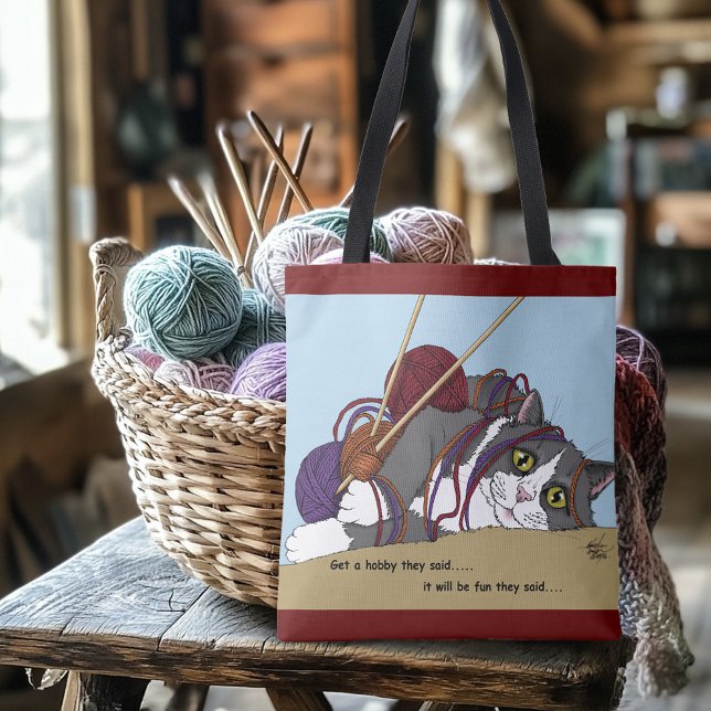 Yarn Knitting Funny Cat Tasche (Von Creator hochgeladen)