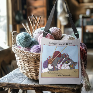 Yarn Knitting Funny Cat Tragetaschen Mit Langen Trägern