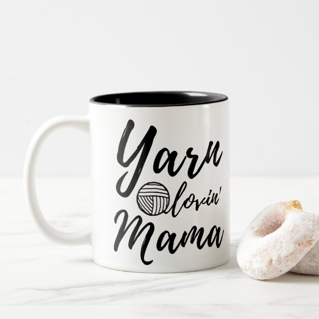 Yarn Love Mama ・ Strick Crochet Crafts Zweifarbige Tasse (Mit Donut)