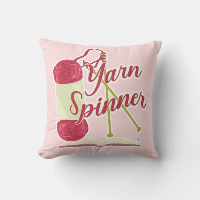 Yarn Spinner Storyteller Niedlich Author Cartoon Kissen (Vorderseite)