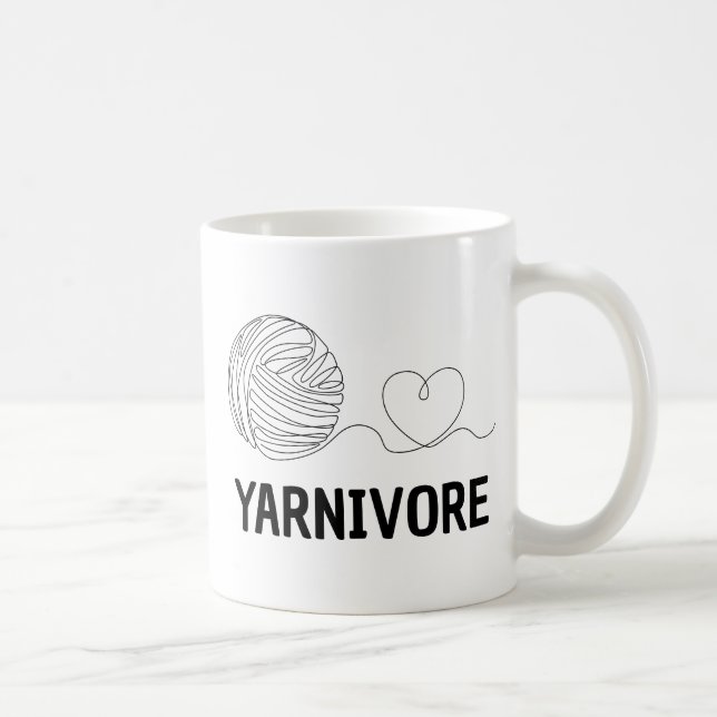 Yarnivore, Funny Knitting & Knitter Geschenk Kaffeetasse (Rechts)