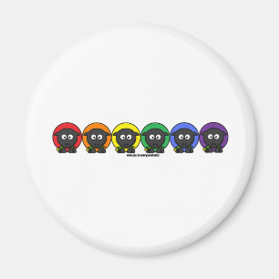 Yarnoholics anonyme flaumige Regenbogen-Schafe Magnet