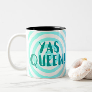 Yas Königin!  Blaue Kreis-Muster-Schale Zweifarbige Tasse