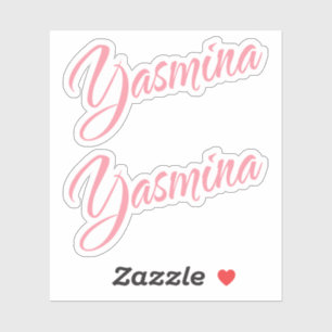 Yasmina Name pink cursive x2 Aufkleber