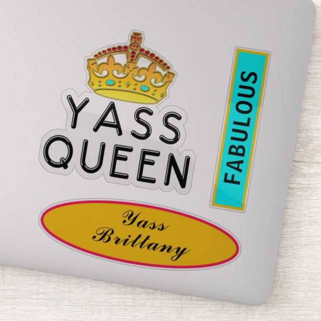 Yass Queen Yas Kween Boss Fabulous Add Name 8" Aufkleber (Detail)