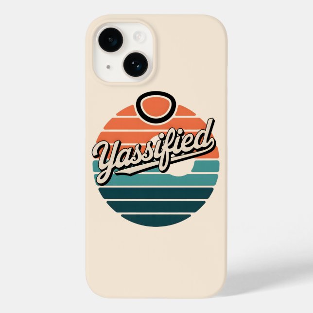 Yassified Retro Sunset Case-Mate iPhone 14 Hülle (Rückseite)
