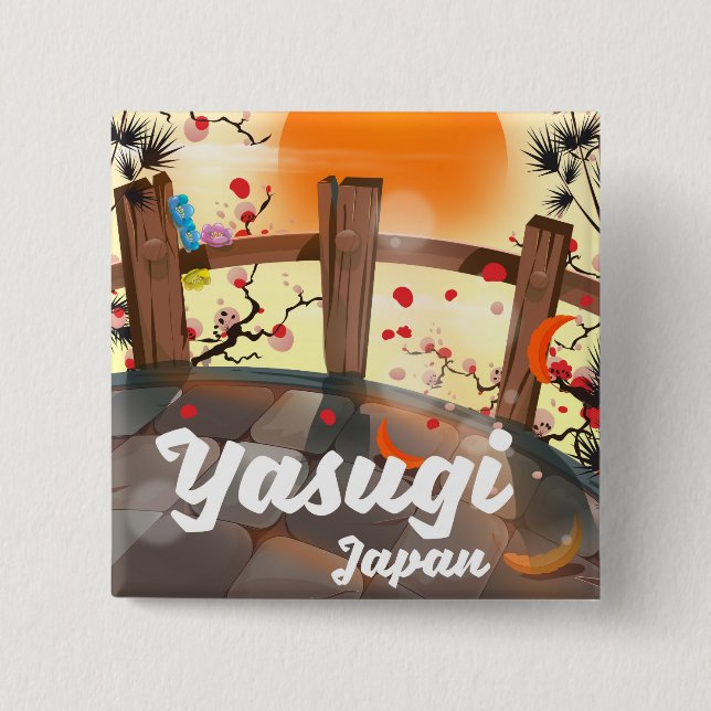 Yasugi Japan Kirschblütengarten Button (Vorderseite)