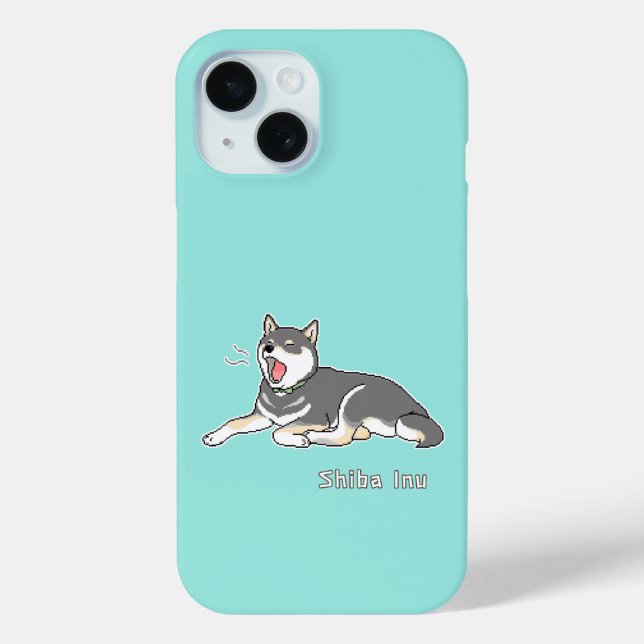 Yawning Black & Tan Shiba Inu Pixart Case-Mate iPhone Hülle (Rückseite)
