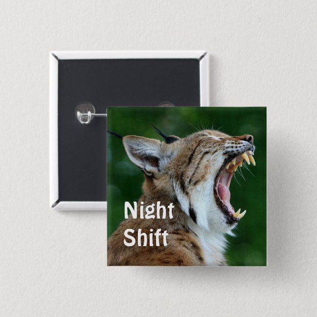Yawning Bobcat Button (Vorne & Hinten)