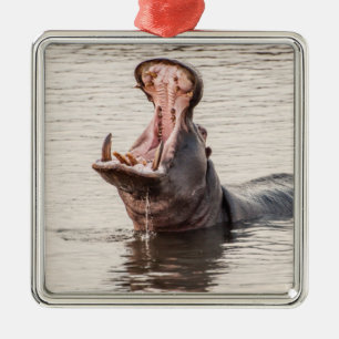 Yawning Hippo Ornament Aus Metall
