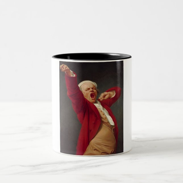 Yawning Man (Self-Portrait) (von Joseph Ducreux) Zweifarbige Tasse (Mittel)