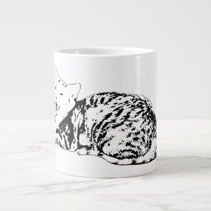 Yawning Tabby Cat Black & White Art Tasse