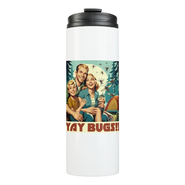 Yay Bugs Camping Funny Thermosbecher (Vorderseite)