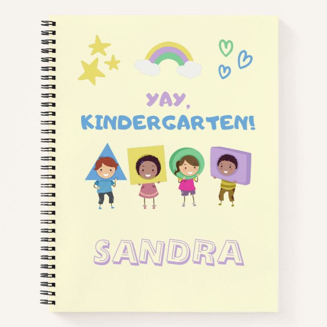 Yay Kindergarten! Niedliche Kinder geschlechtsneut Notizbuch (Vorderseite)