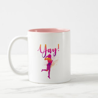 Yay Person springt begeisterte Zwei-Tone-Kaffee-Ta Zweifarbige Tasse