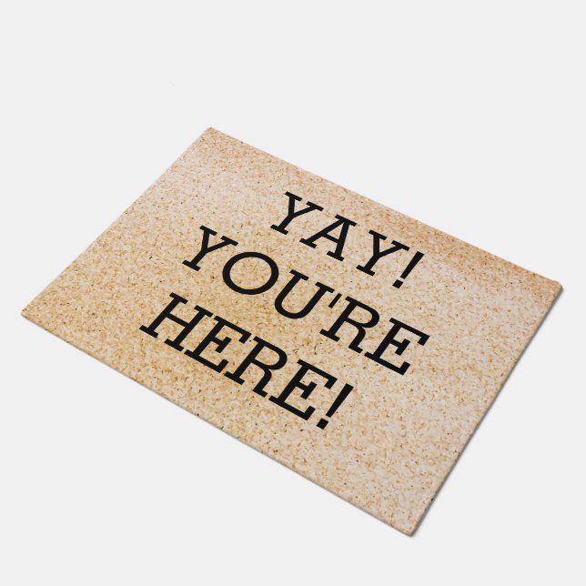 Yay you are here Wedding Newlywed Welcome Fußmatte (Schrägansicht)