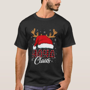 Yaya Claus Weihnachtsmannmütze Reindeer Red Karier T-Shirt