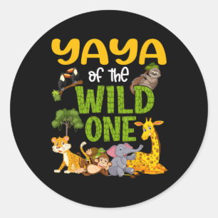 Yaya des wilden One Zoo Birthday Safari-Dschungel Runder Aufkleber