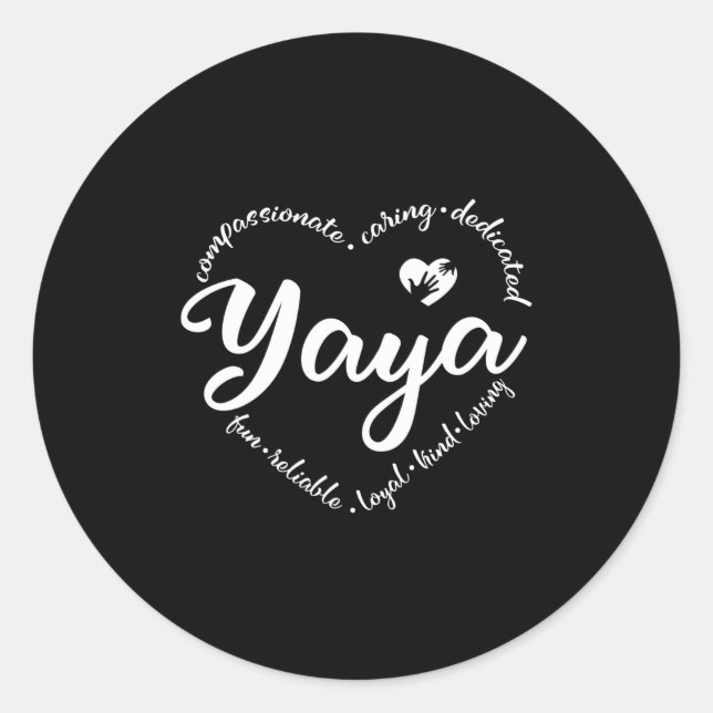Yaya, niedliches Yaya-Geschenk, Herz mit Jaya Runder Aufkleber (Vorderseite)