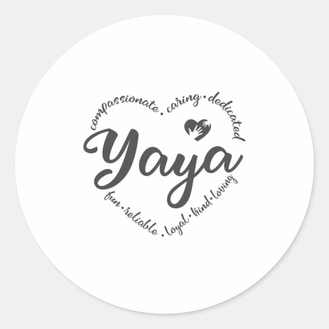 Yaya, niedliches Yaya-Geschenk, Herz mit Jaya Runder Aufkleber (Vorderseite)
