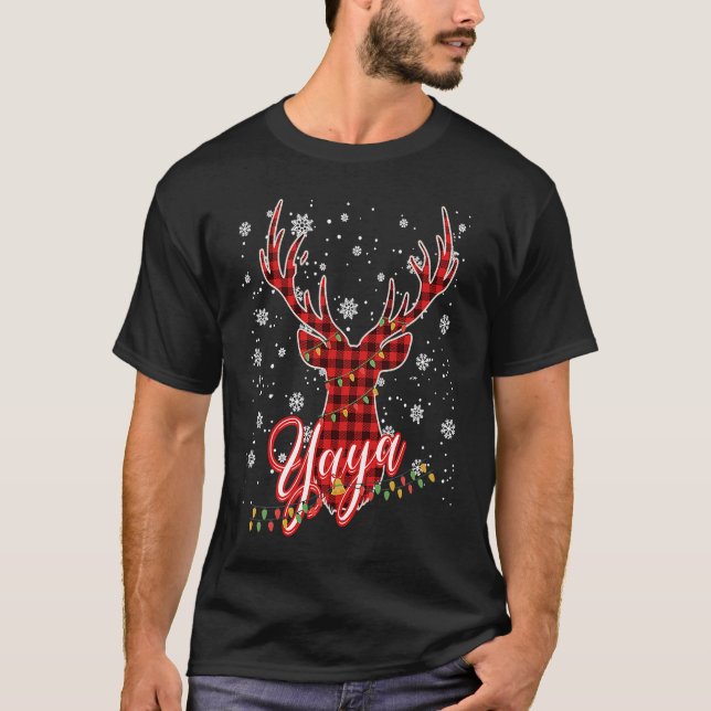 Yaya Reindeer Family Matching Pyjama Christmas T-Shirt (Vorderseite)