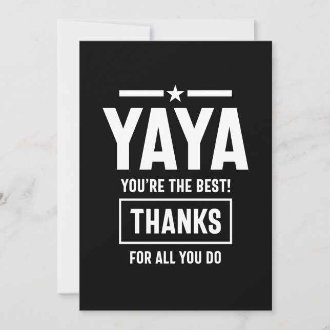 Yaya Yaya Yia ist das beste Yia-Yia-Geschenk Dankeskarte (Vorderseite)