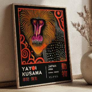 Yayoi Kusama Affenillustration Retro-Ausstellung Poster