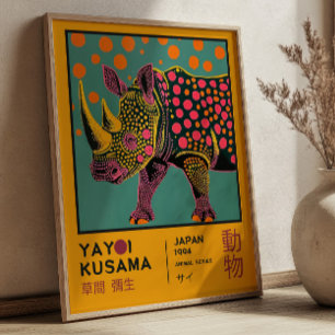 Yayoi Kusama Retro-Nashorn-Illustrationsausstellun Poster