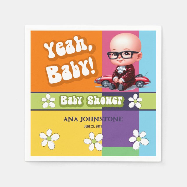 Yeah Baby Retro Baby Dusche Serviette (Vorderseite)
