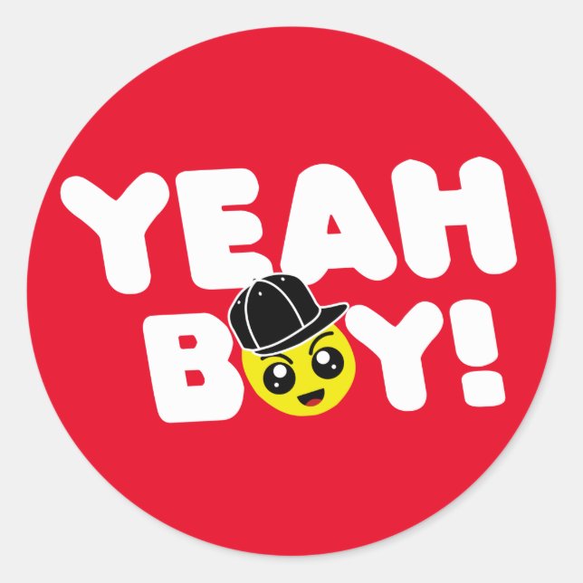 Yeah Boy Emoji Face Bashin Bros Gamer Runder Aufkleber (Vorderseite)
