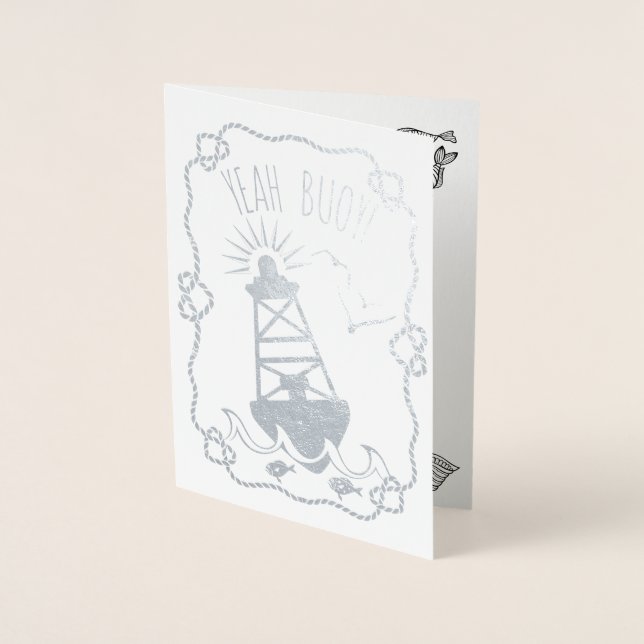 Yeah Buoy Funny Nautical Pub | Happy Birthday Folienkarte (Vorderseite)