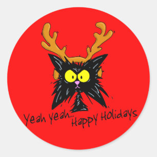 "Yeah, ...Happy Holidays" Runder Aufkleber
