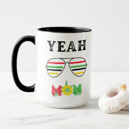 Yeah Mon Reggae farbige Sonnenbrille Kaffeekaffee Tasse