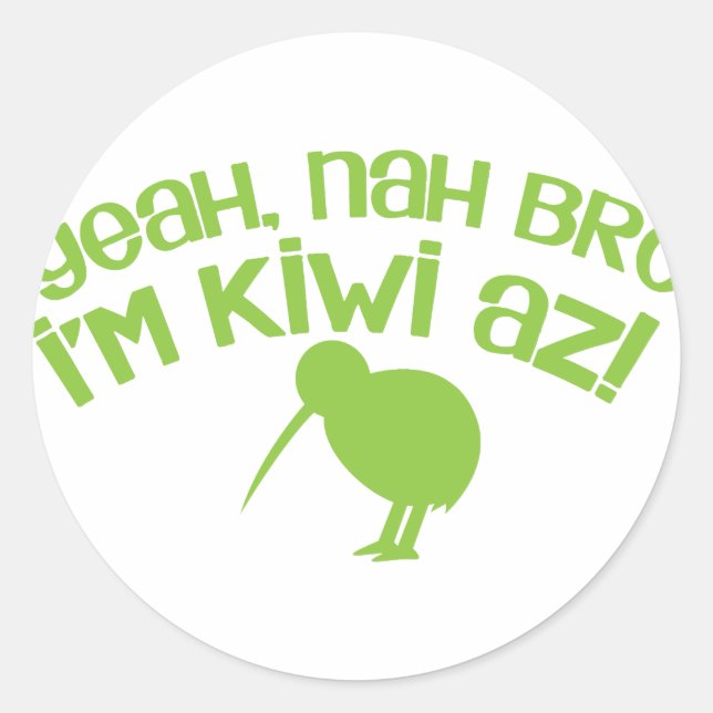 Yeah nah Bro Bro Ich bin Kiwi Runder Aufkleber (Vorderseite)