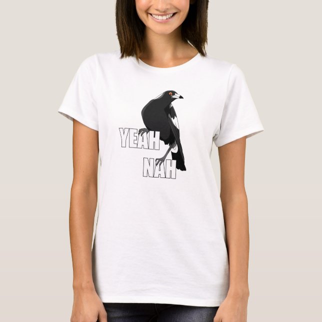 Yeah Nah lustige australische Slang Magpie Shirt (Vorderseite)