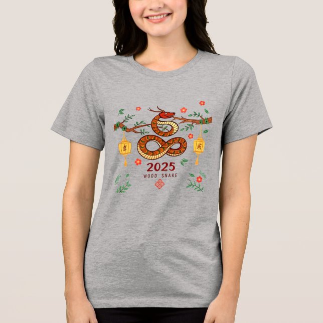 Year 2025 Wood Snake. Chinese horoscope  Tri-Blend Shirt (Vorderseite)