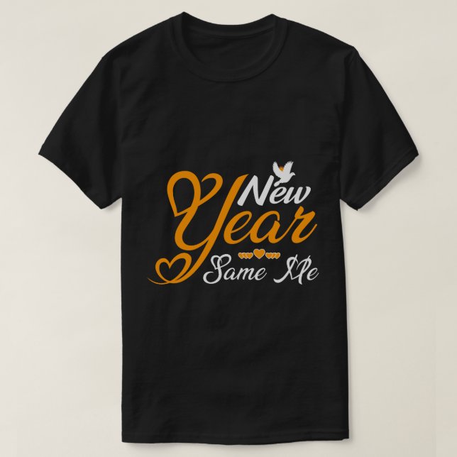 "Year" Golden Script Heart Typography T-Shirt (Design vorne)