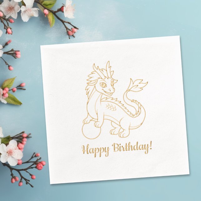 Year of Dragon Birthday Servietten Mit Folie (Von Creator hochgeladen)