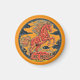 Year of the Fire Horse Black small magnet