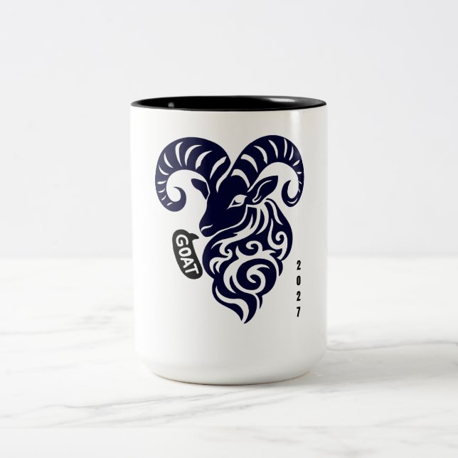 Year of the Goat 2027 Zweifarbige Tasse (Mittel)
