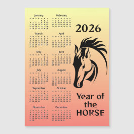 Year of the Horse 2026 Calendar Magnetic Card Magnetkarte