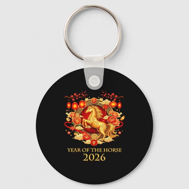 Year Of The Horse 2026 Chinese New Year Horse Lant Schlüsselanhänger (Vorderseite)