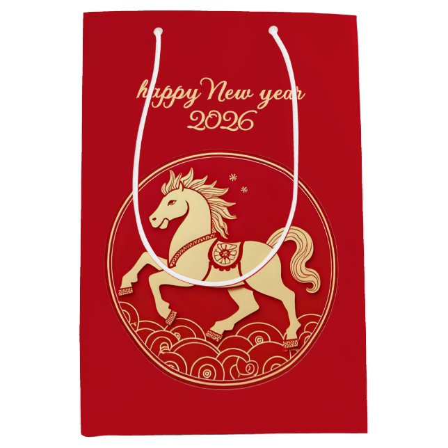 Year of the Horse 2026 Chinese New Year  Mittlere Geschenktüte (Vorderseite)
