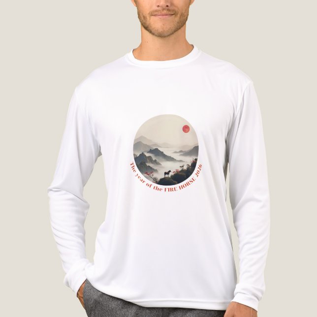 Year of the Horse 2026 Chinese New Year Mountain Tri-Blend Shirt (Vorderseite)