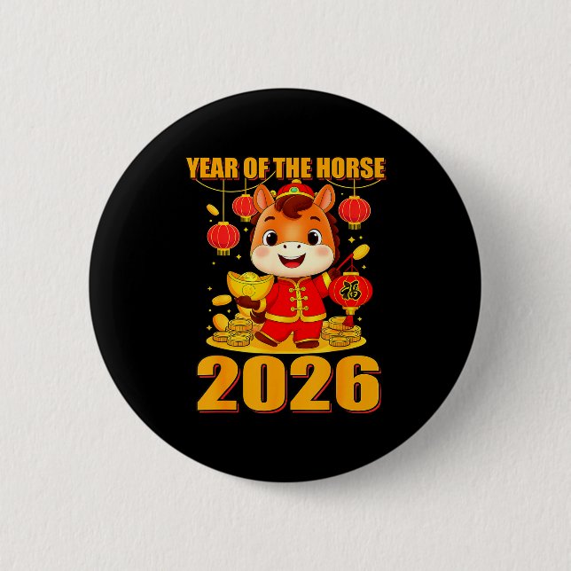 Year Of The Horse 2026 Lunar New Year Chinese  Button (Vorderseite)